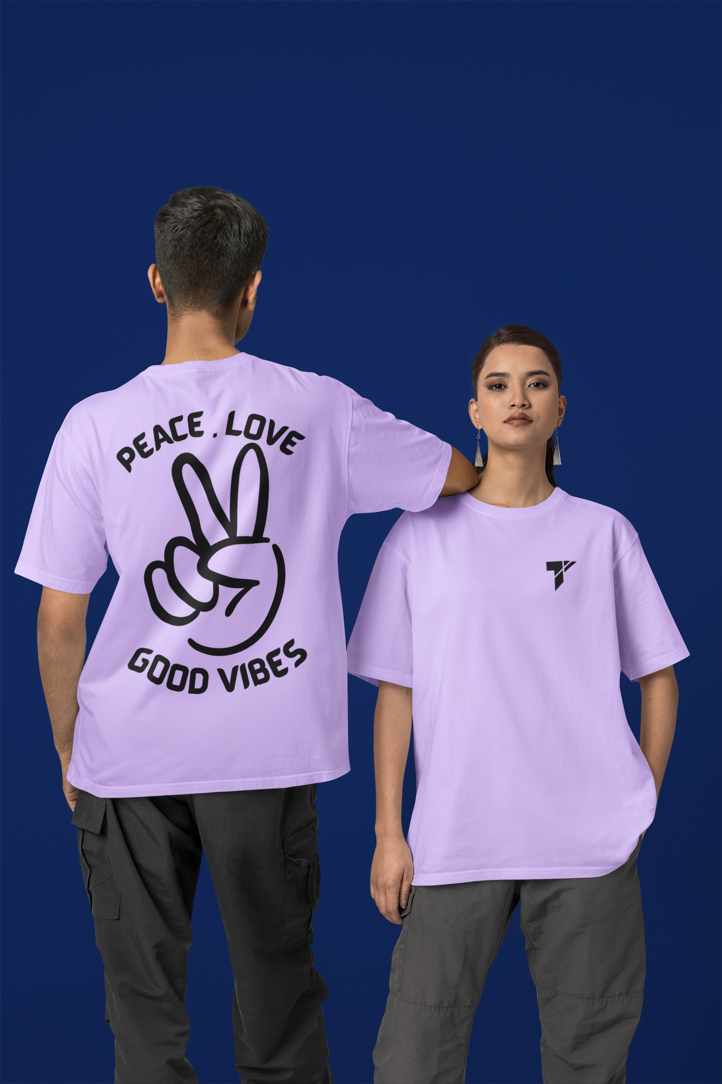 Oversized Printed T-shirt – Peace, Love, & Good Vibes